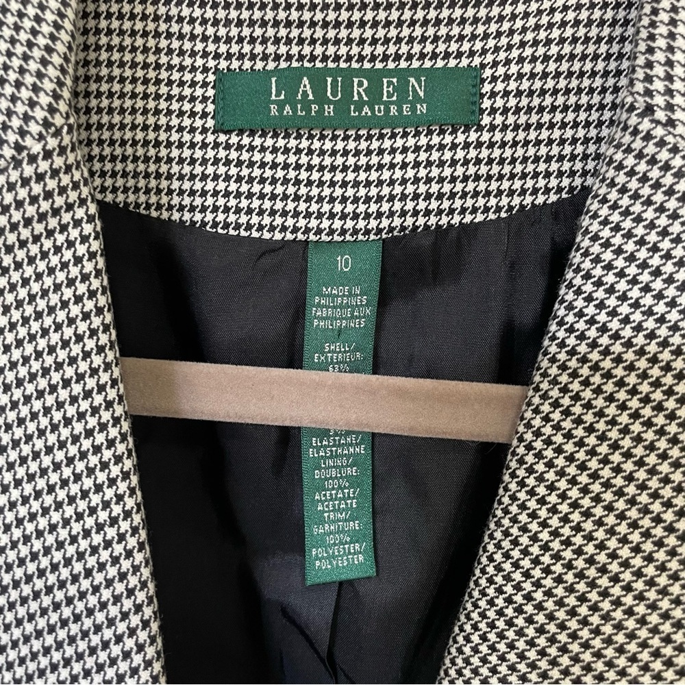 Lauren Ralph Lauren Houndstooth black and white Blazer 10 - Picture 2 of 13